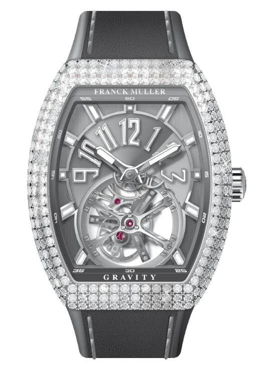 Best FRANCK MULLER Vanguard Gravity Tourbillon Stainless Steel White Diamonds V 41 T GRAVITY CS (TT) (AC) (TT BLC AC) Replica Watch